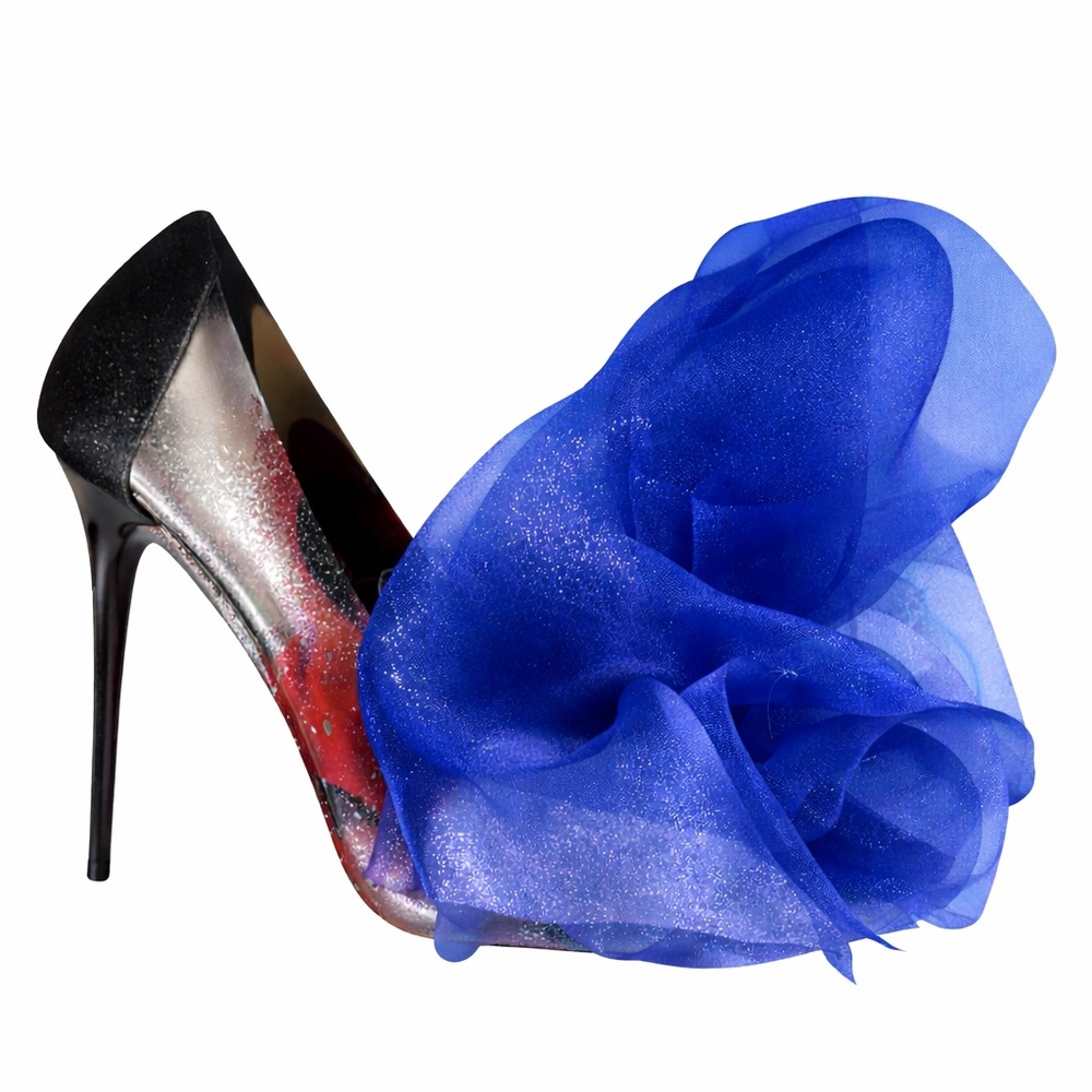 The Royal Blue Organza Heel | Custom Hand-Painted Royal Blue Organza Stiletto |